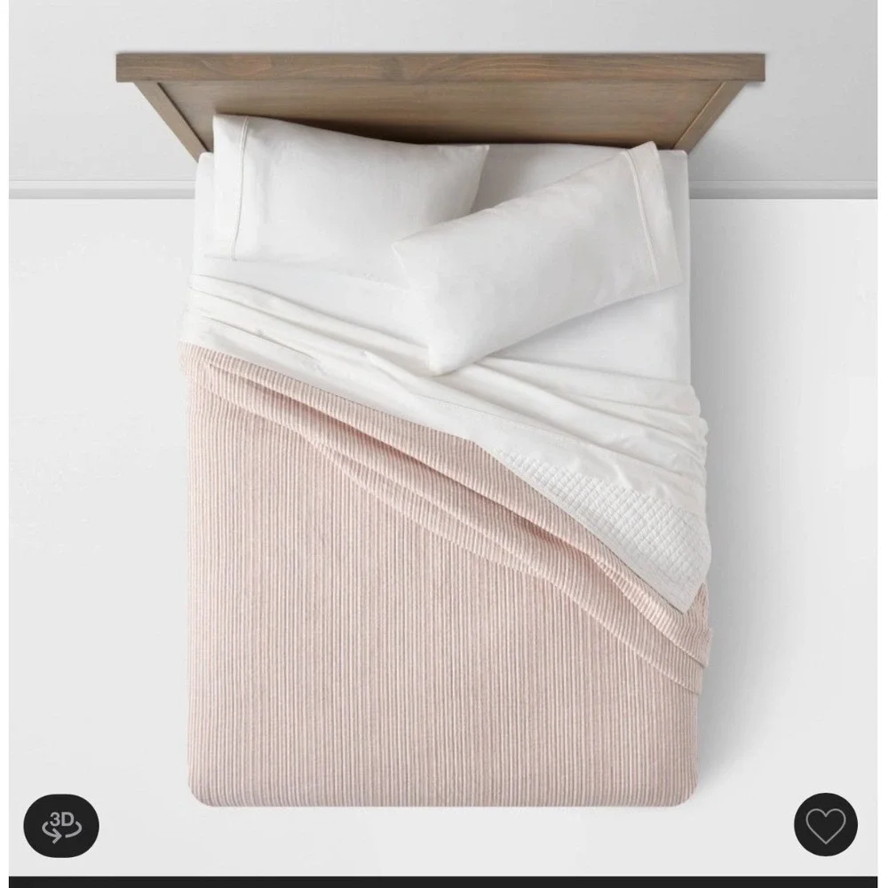 Threshold Reversible Cotton Stripe Quilt King Terracotta Orange White NWT
